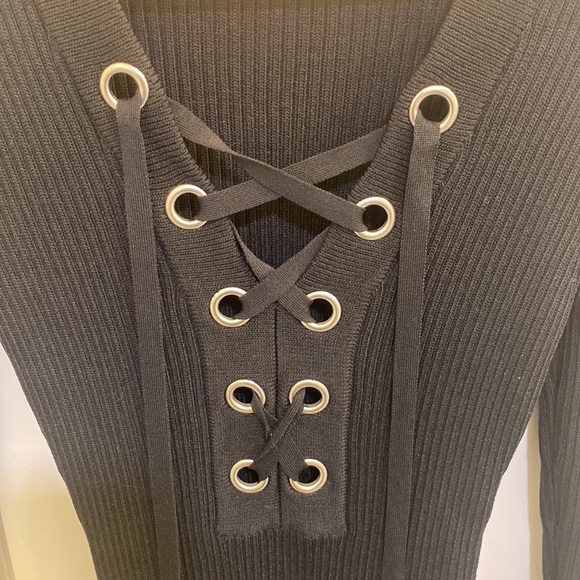 Michael Kors Black Lace up Bodycon Dress Size XS - Picture 3 of 5